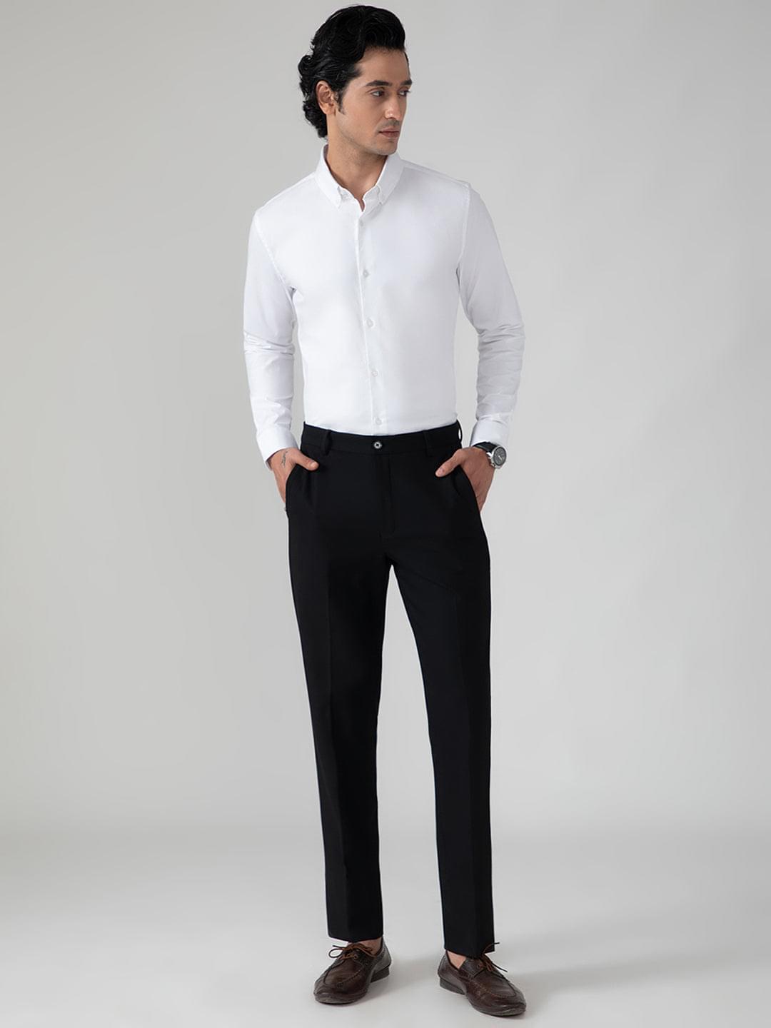 2 Way Stretch Dobby Shirt in White- Slim Fit