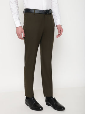 4-Way Stretch Formal Trousers in Jade Olive- Slim Fit