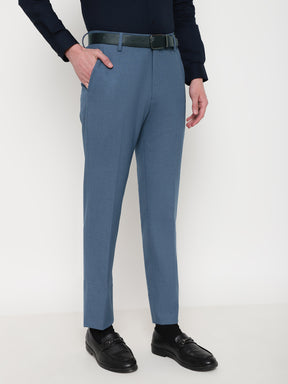 4-Way Stretch Formal Trousers in Steel Blue- Slim Fit