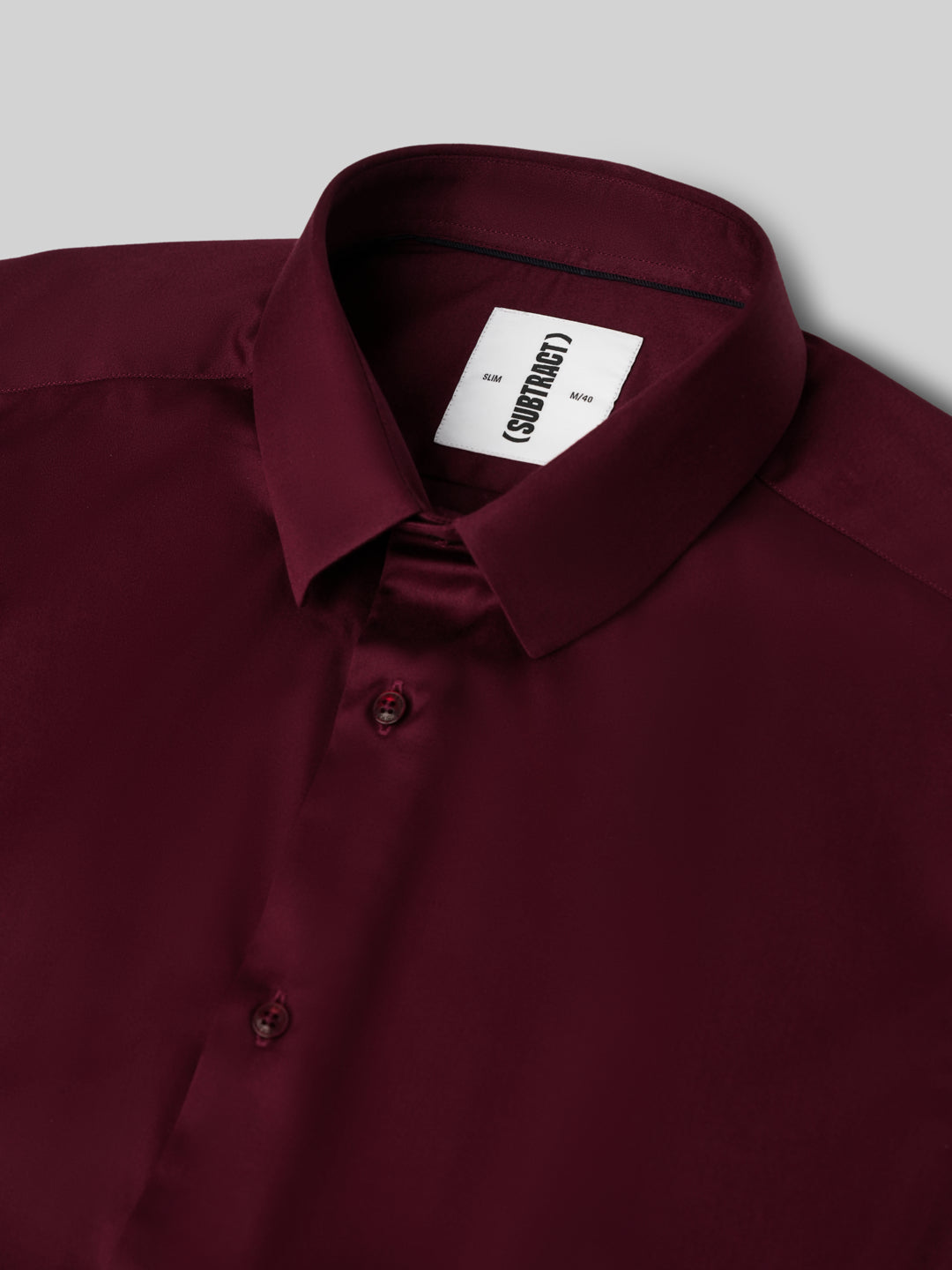 2 Way Stretch Satin Shirt in Maroon