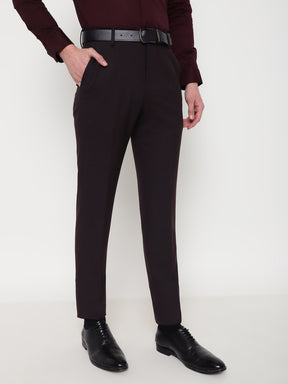 4-Way Stretch Formal Trousers in Dark Wine- Slim Fit