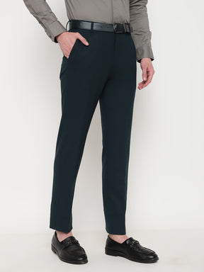 4-Way Stretch Formal Trousers in Bottle Green- Slim Fit