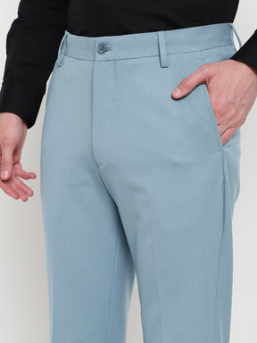 4-Way Stretch Formal Trousers in Powder Blue- Slim Fit