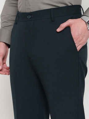 4-Way Stretch Formal Trousers in Bottle Green- Slim Fit