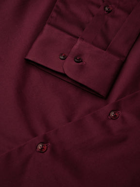 2 Way Stretch Satin Shirt in Maroon