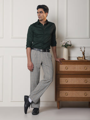 2 Way Stretch Satin Shirt in Bottle Green
