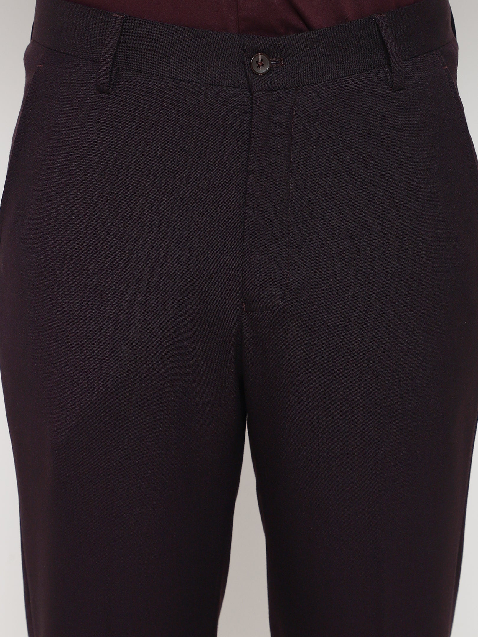 4-Way Stretch Formal Trousers in Dark Wine- Slim Fit