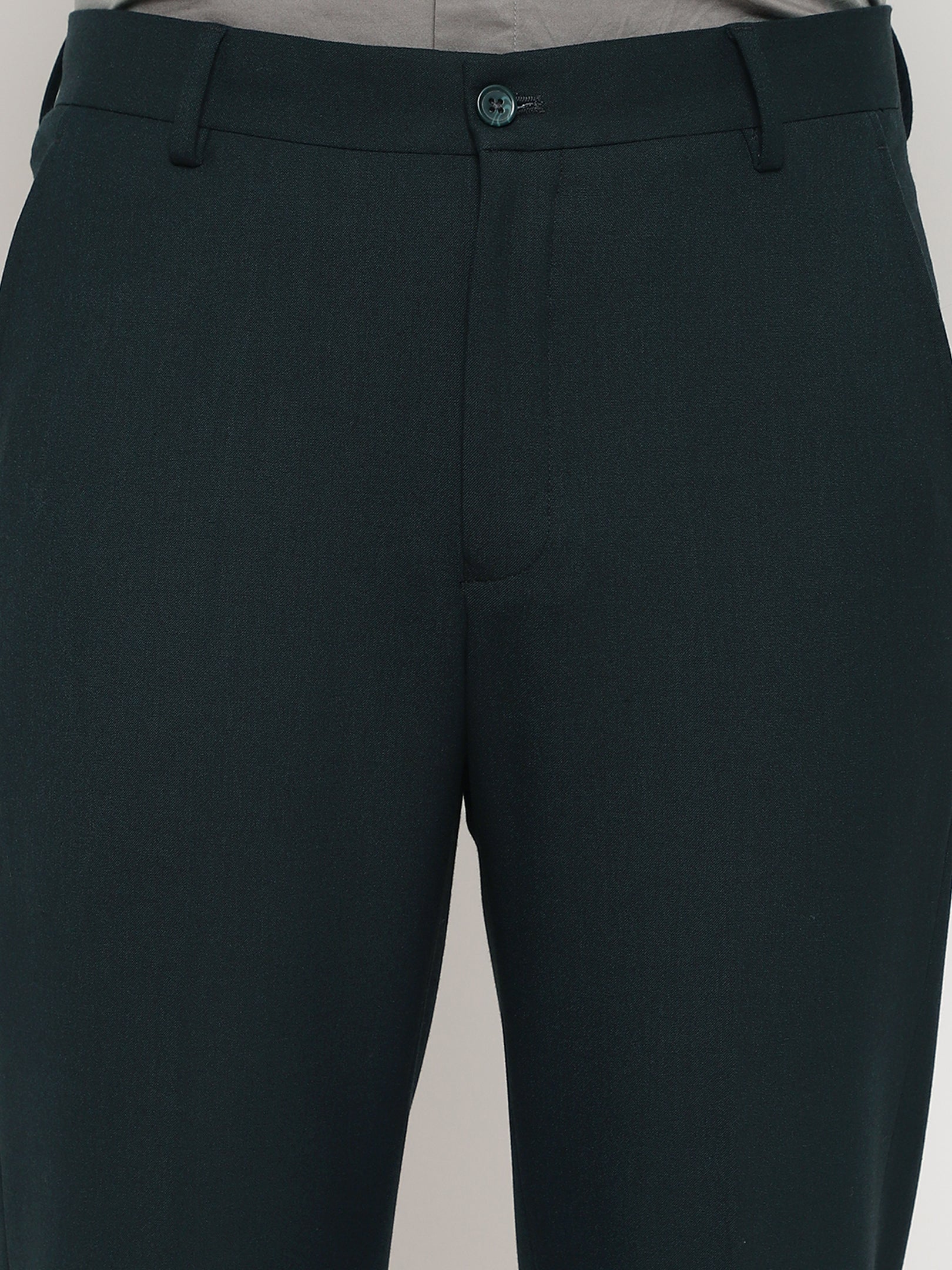 4-Way Stretch Formal Trousers in Bottle Green- Slim Fit