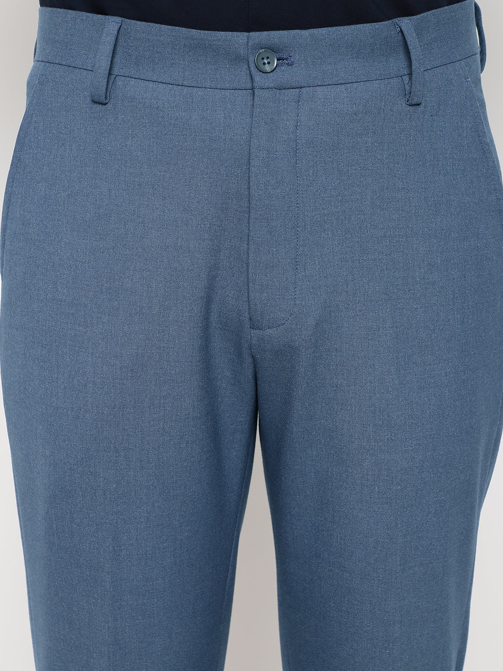 4-Way Stretch Formal Trousers in Steel Blue- Slim Fit