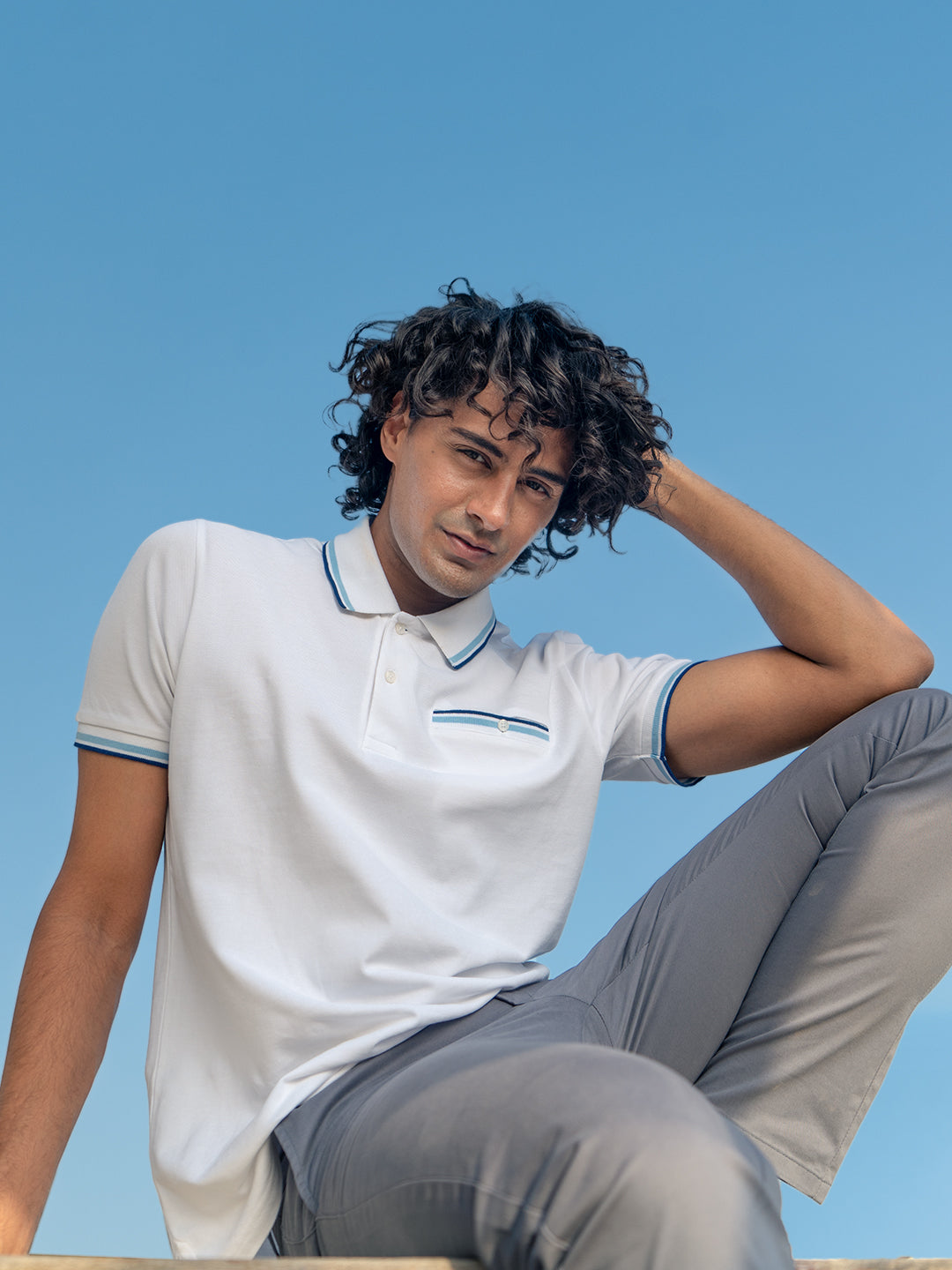 Pure Cotton Polo in Arctic White
