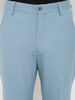4-Way Stretch Formal Trousers in Powder Blue- Slim Fit