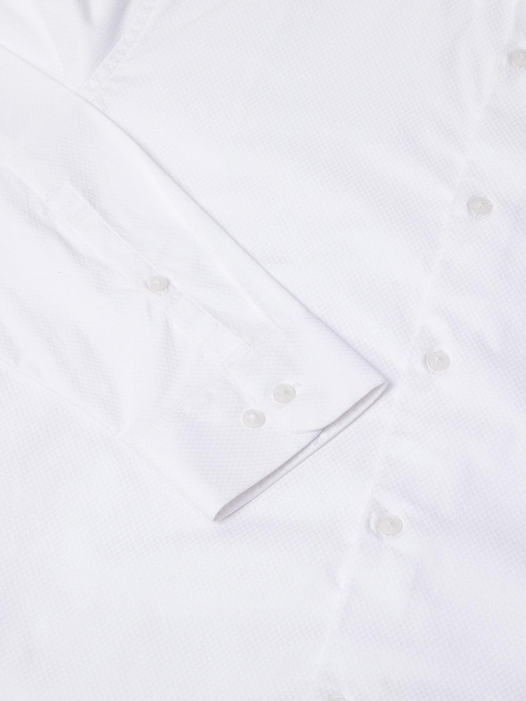 2 Way Stretch Dobby Shirt in White- Slim Fit