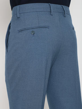 4-Way Stretch Formal Trousers in Steel Blue- Slim Fit