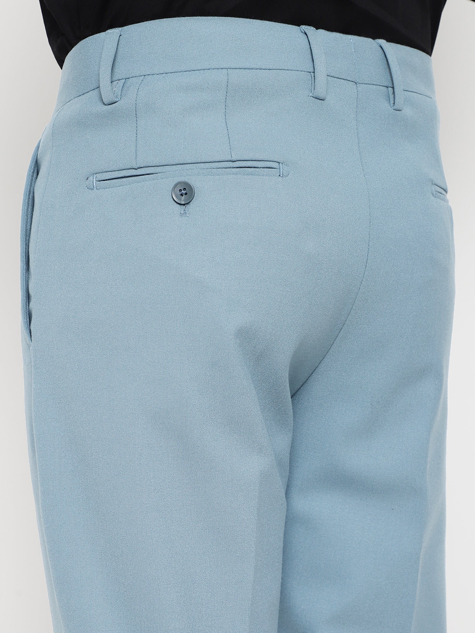 4-Way Stretch Formal Trousers in Powder Blue- Slim Fit