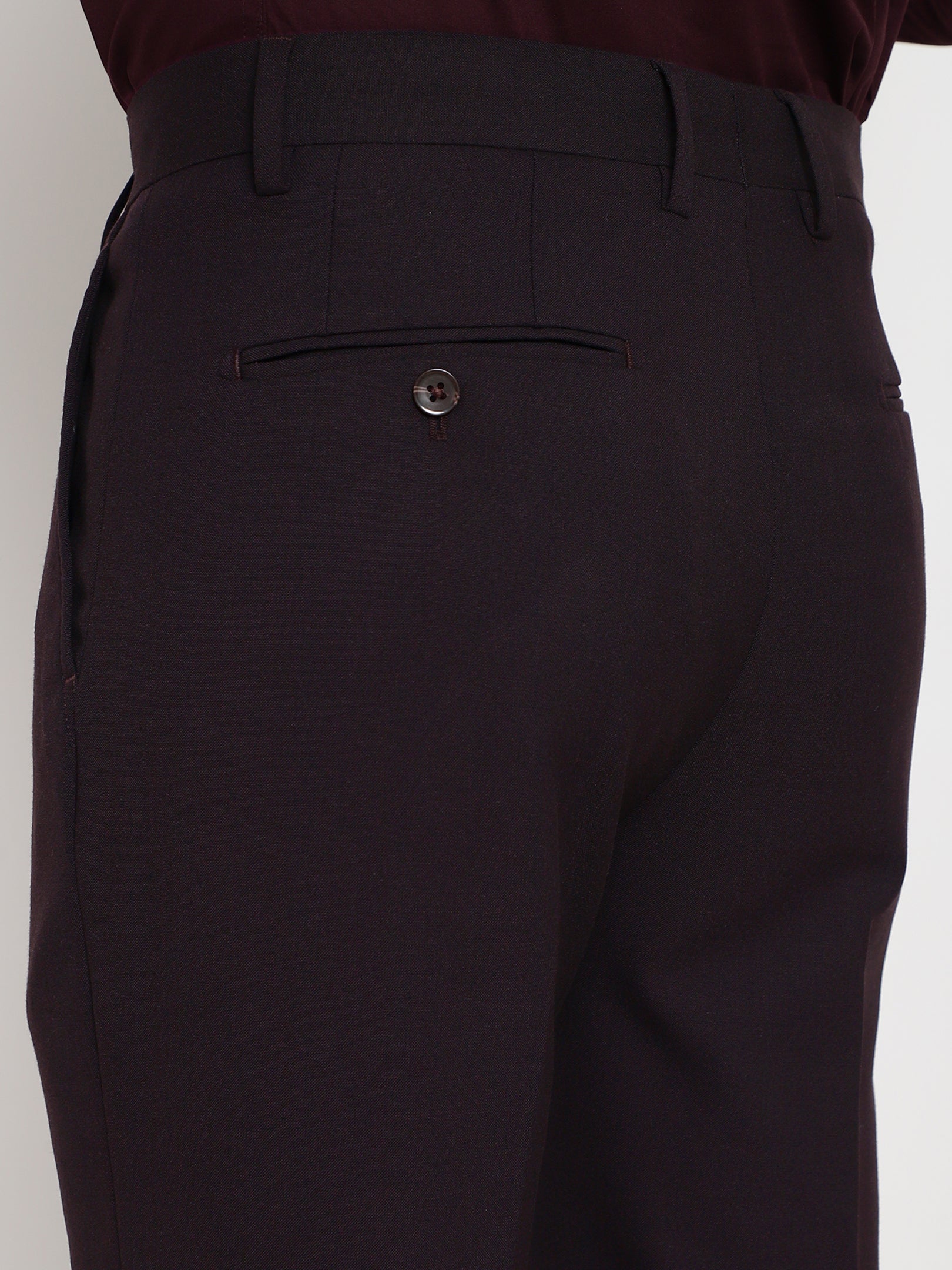 4-Way Stretch Formal Trousers in Dark Wine- Slim Fit