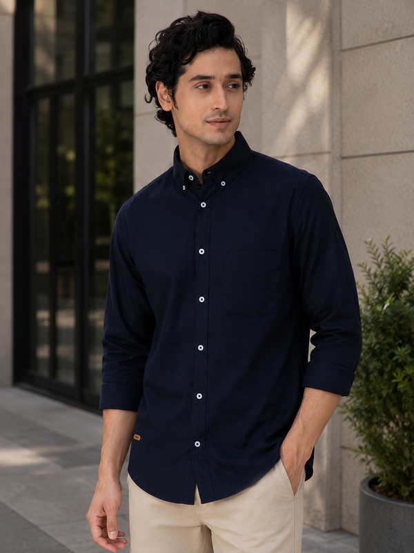 OxfordFlex™ Shirt in Navy- Comfort Fit