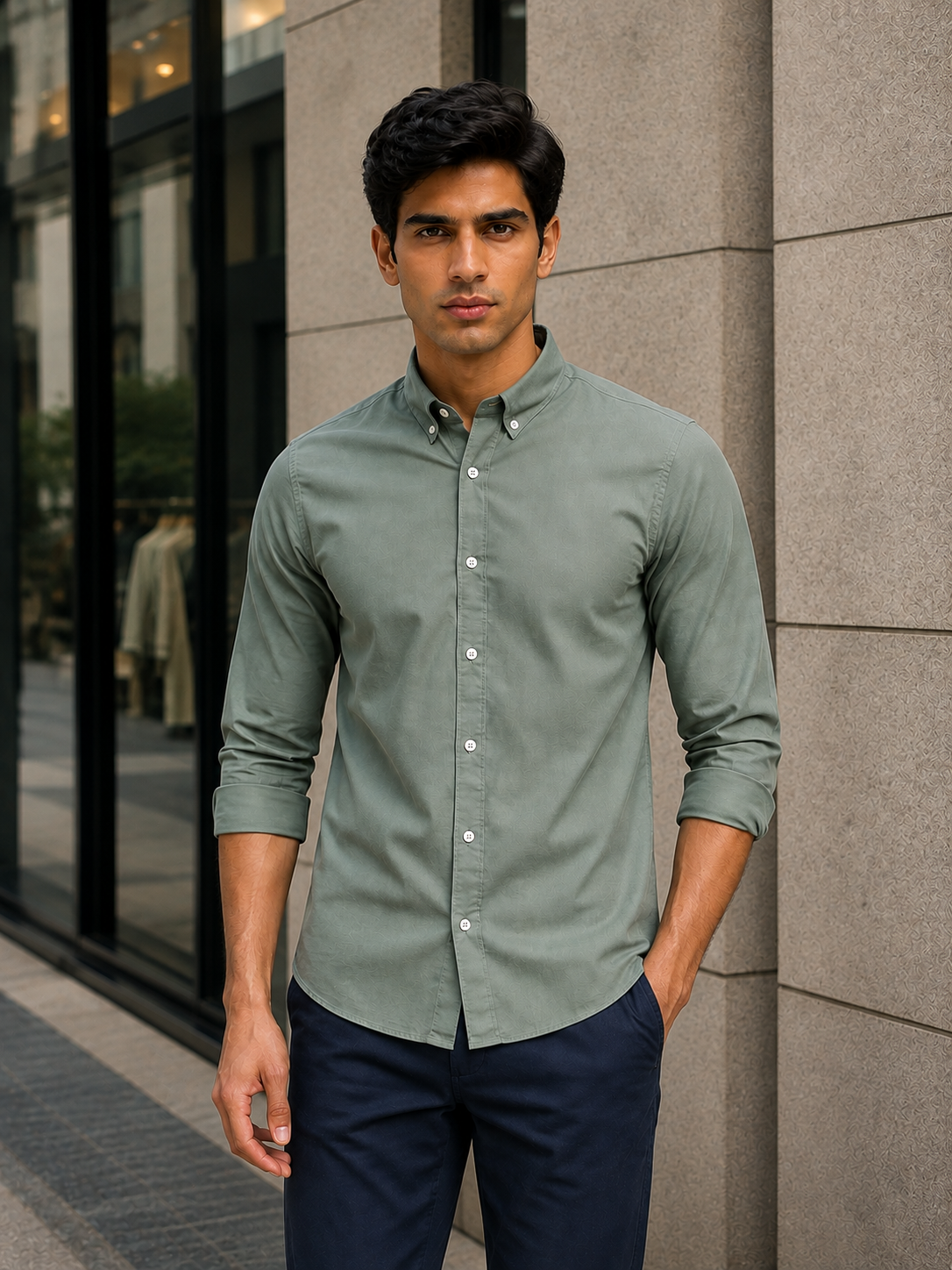 OxfordFlex™ Shirt in Seawood -Slim Fit