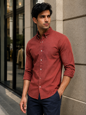 OxfordFlex™ Shirt in Red Wood -Slim Fit