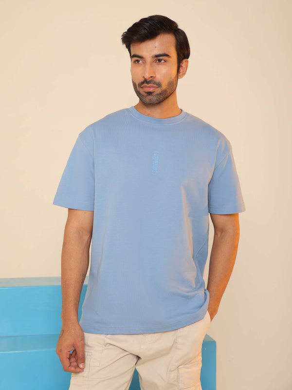 Oversized Round Neck T-Shirt in Frost Blue