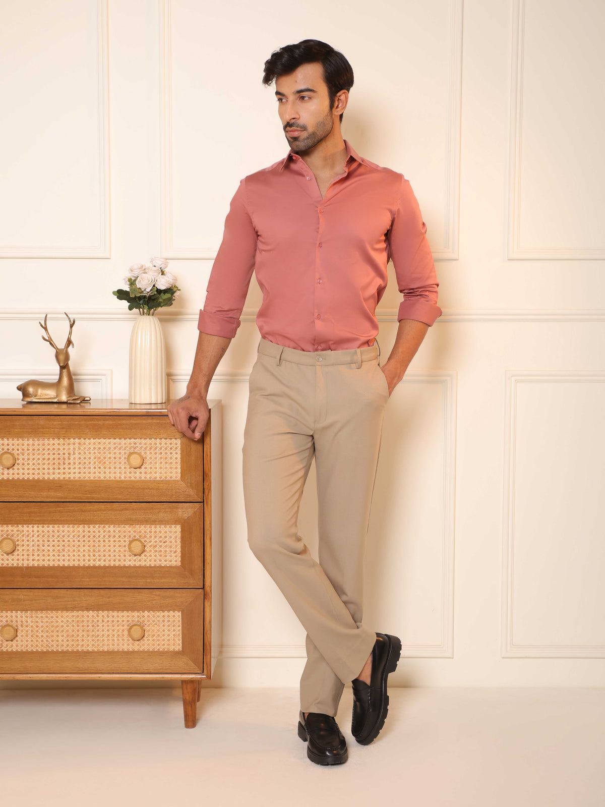 Luxestretch™ Rose Metal Shirt  Movelite™ Beige  Trousers
