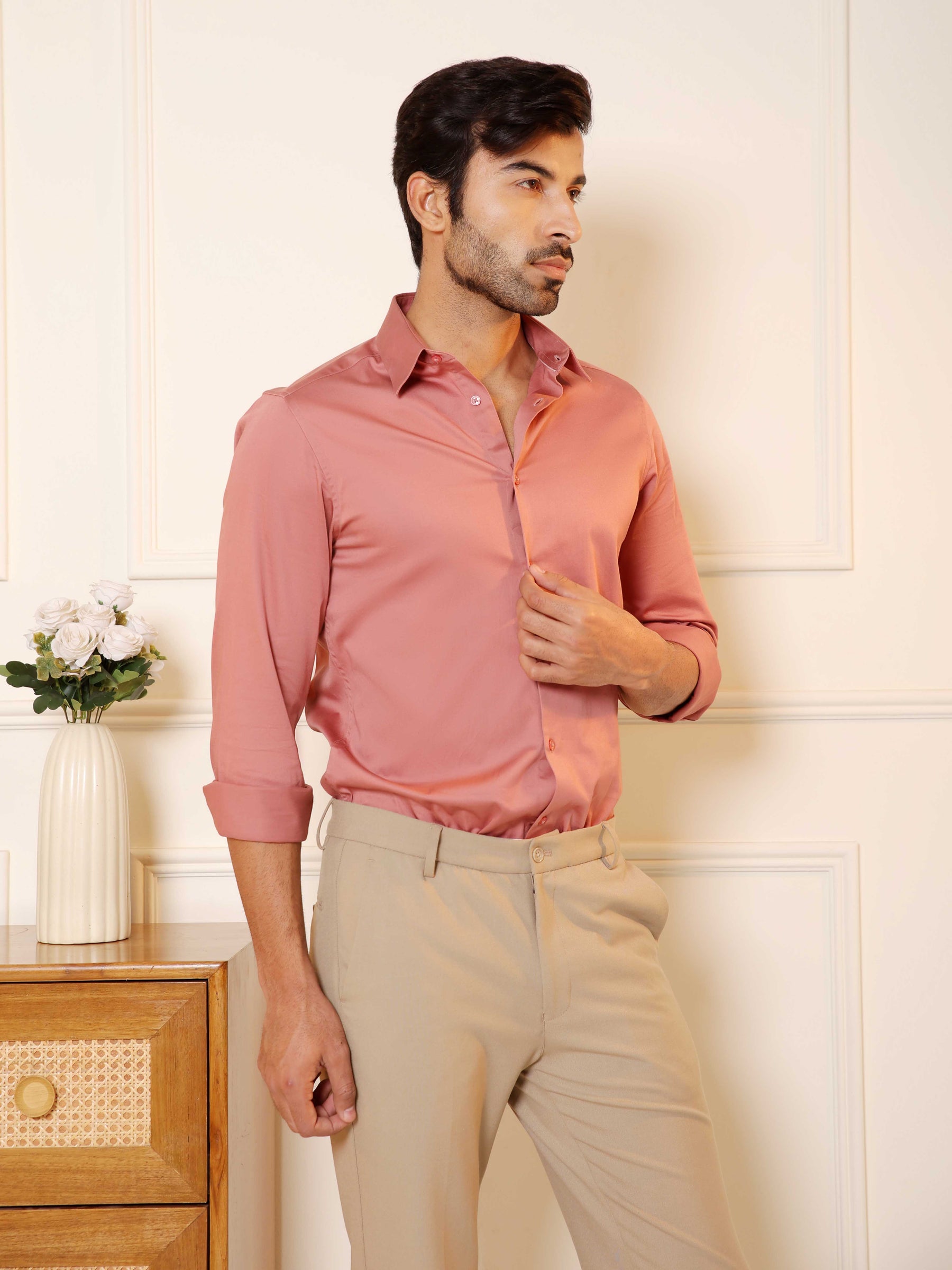 Luxestretch™ Rose Metal Shirt  Movelite™ Beige  Trousers