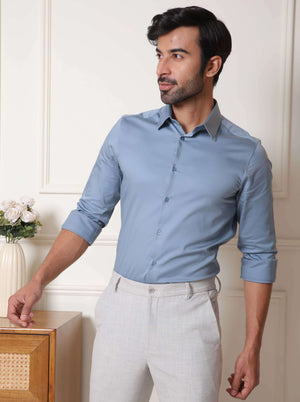 LuxeStretch™ Shirt in Stone Blue