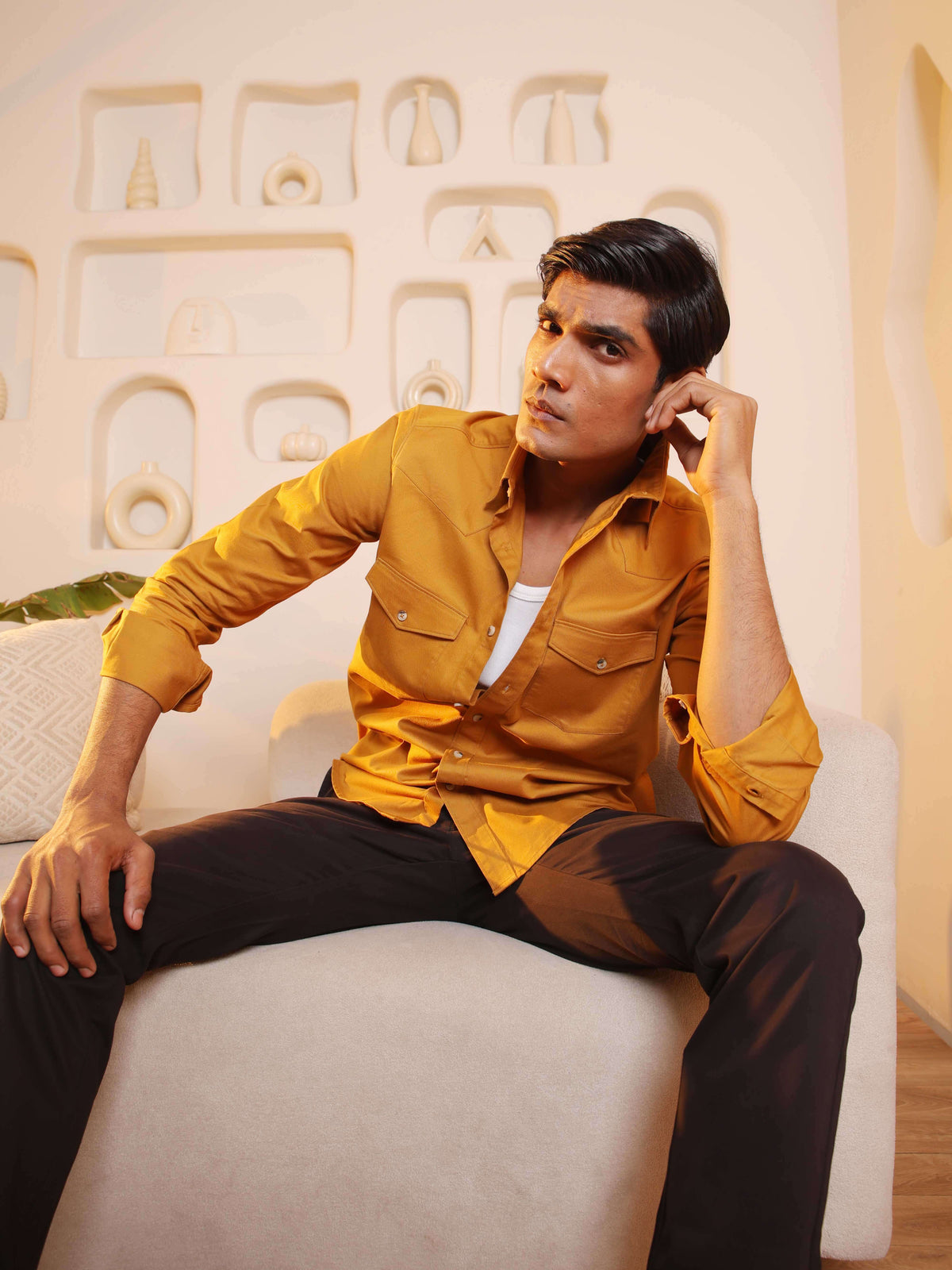 Double Pocket Cargo Shirt in Bronze - Comfort Fit