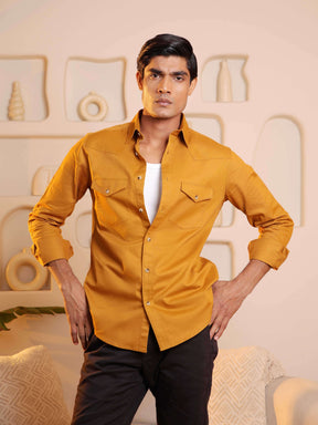 Double Pocket Cargo Shirt in Bronze - Comfort Fit