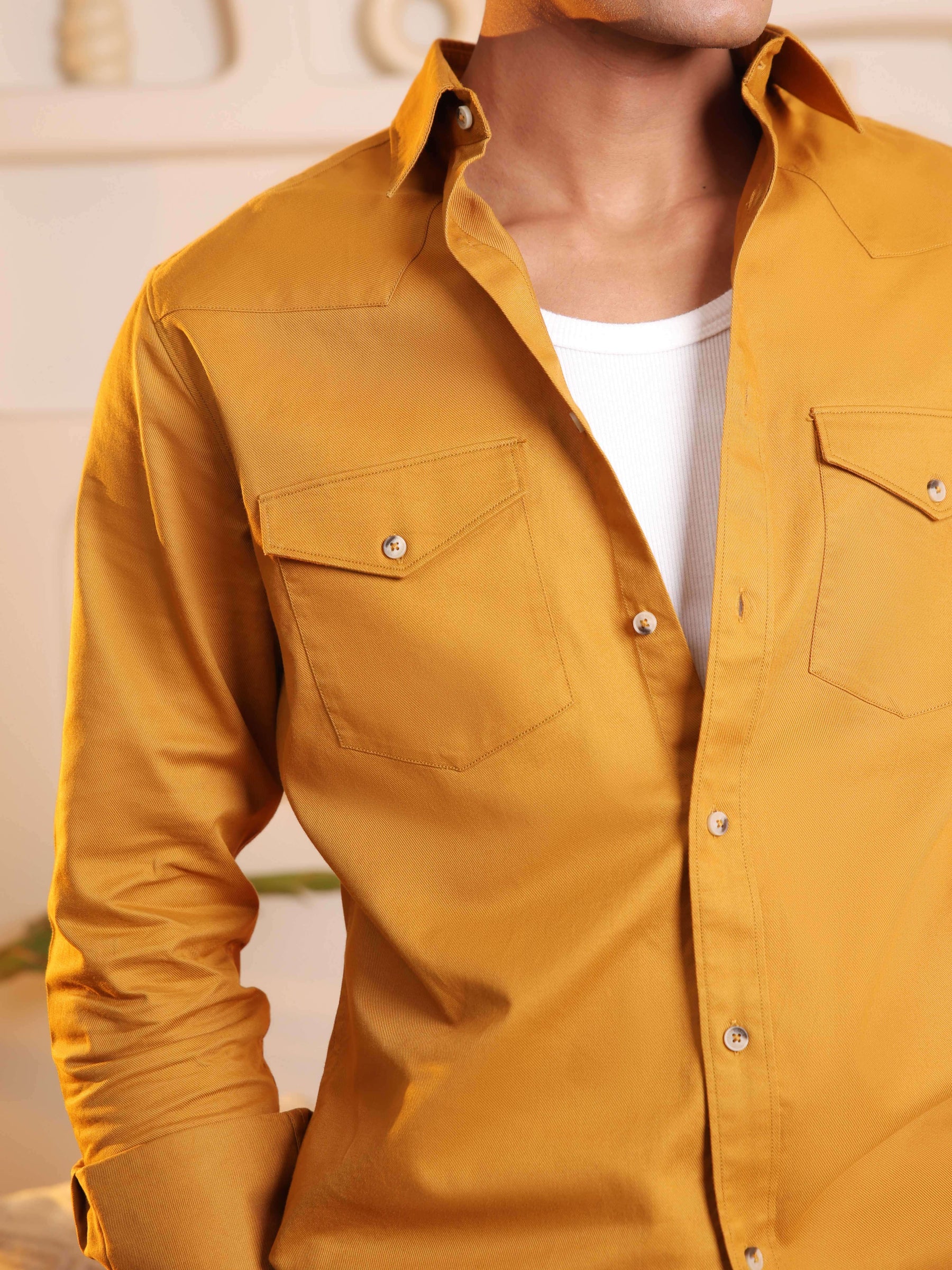 Double Pocket Cargo Shirt in Bronze - Comfort Fit