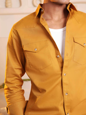 Double Pocket Cargo Shirt in Bronze - Comfort Fit