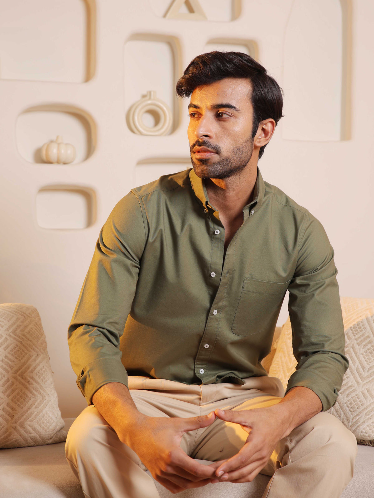 OxfordFlex™ Shirt in Olive - Comfort Fit