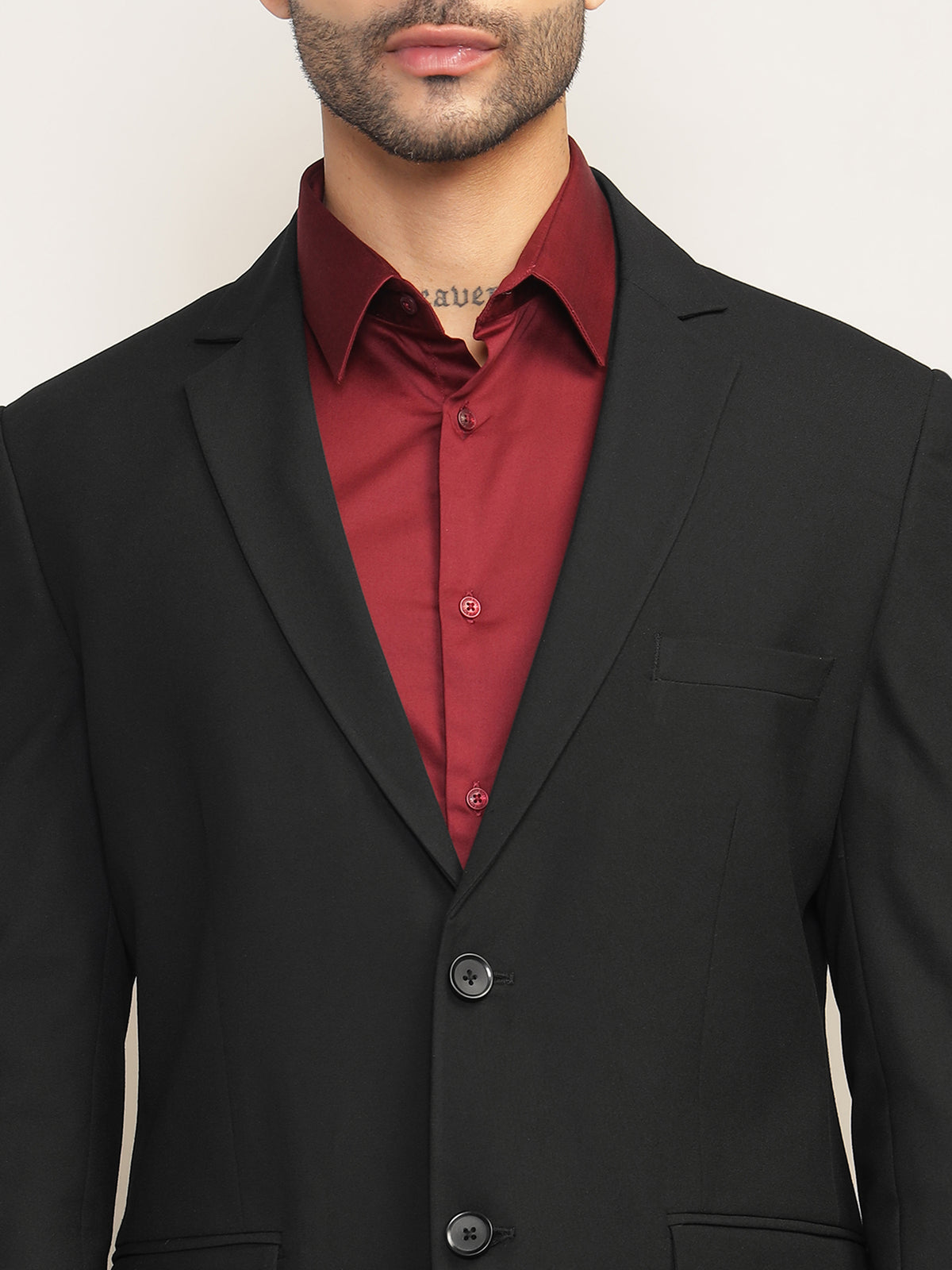 Men Black Slim Fit Single-Breasted Stretchable Blazer For All Seasons