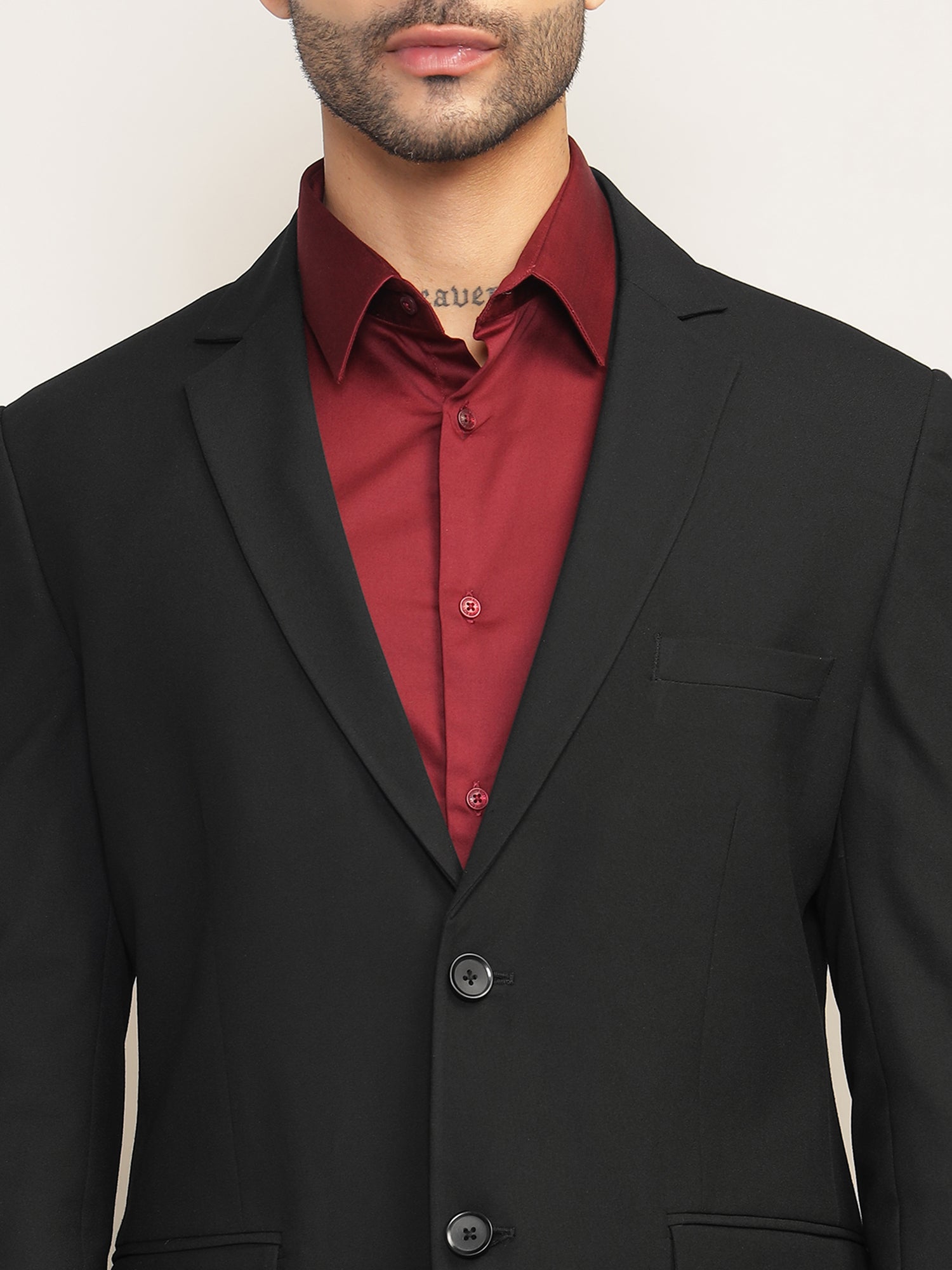 Men Black Slim Fit Single-Breasted Stretchable Blazer For All Seasons
