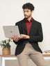 Men Black Slim Fit Single-Breasted Stretchable Blazer For All Seasons