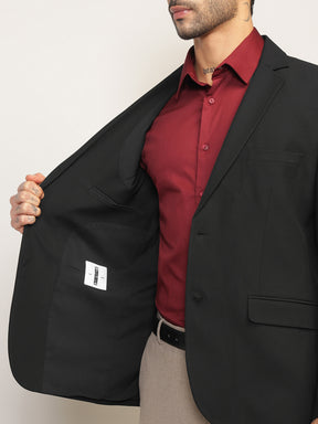 Men Black Slim Fit Single-Breasted Stretchable Blazer For All Seasons