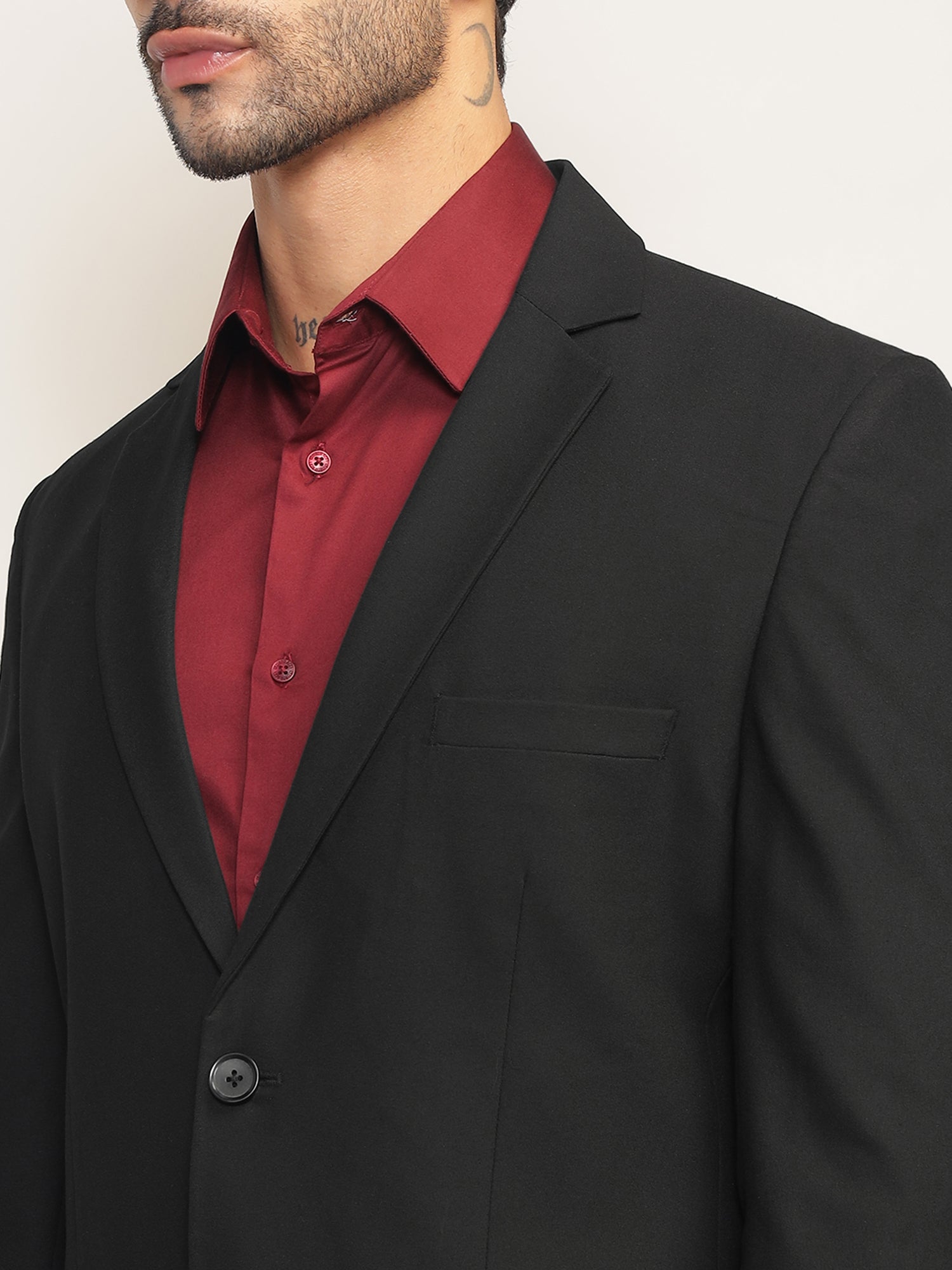 Men Black Slim Fit Single-Breasted Stretchable Blazer For All Seasons