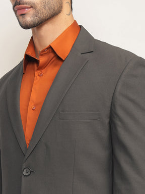Men Charcoal Grey Slim Fit Single-Breasted Stretchable Blazer For All Seasons