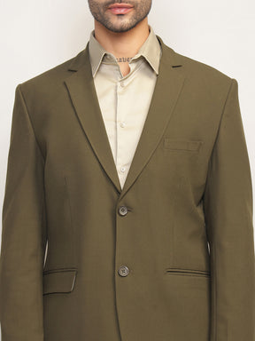 Men Jade Olive Slim Fit Single-Breasted Stretchable Blazer For All Seasons