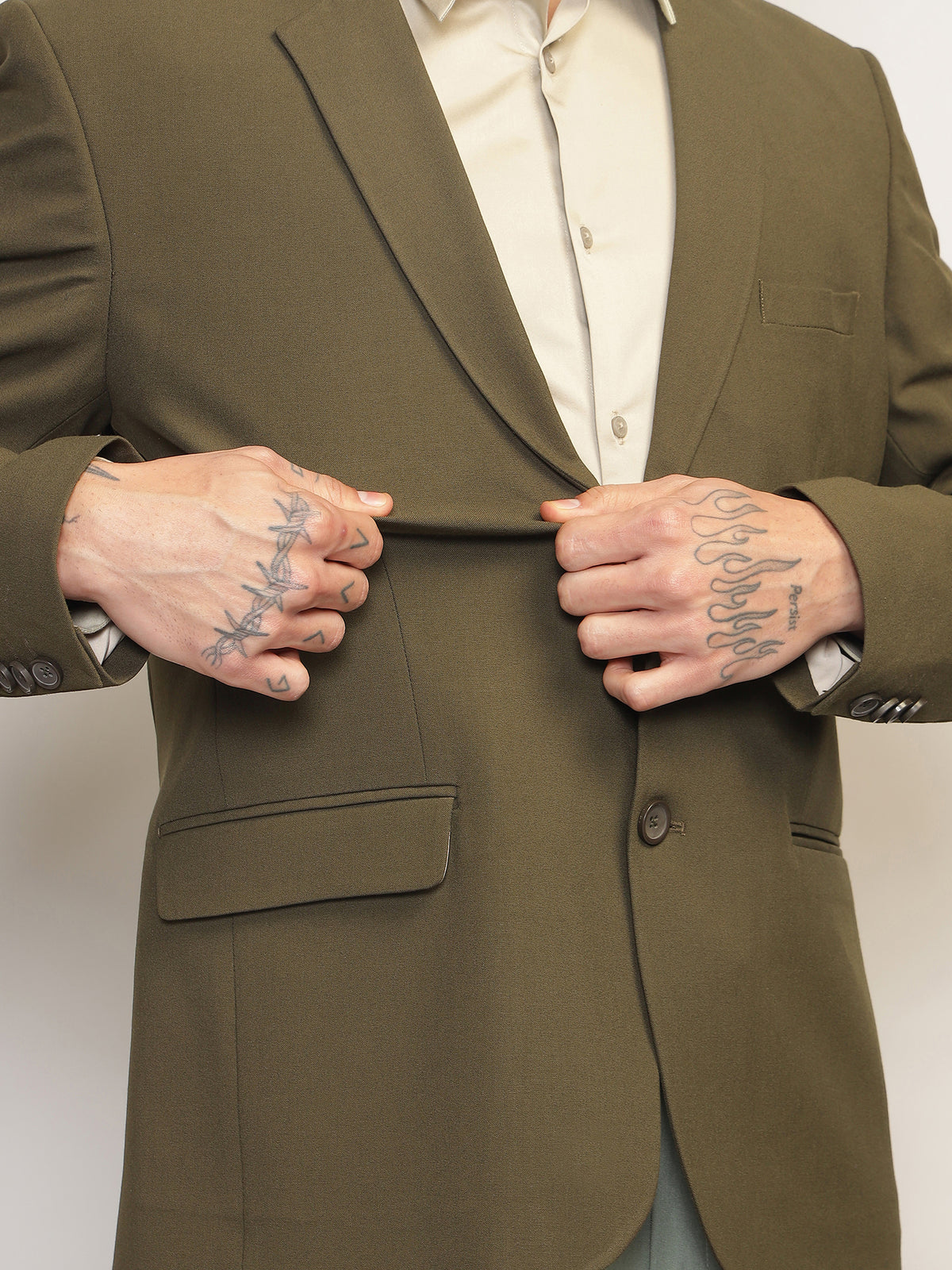 Men Jade Olive Slim Fit Single-Breasted Stretchable Blazer For All Seasons