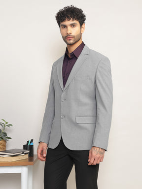 Men Light Grey Slim Fit Single-Breasted Stretchable Blazer For All Seasons