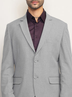 Men Light Grey Slim Fit Single-Breasted Stretchable Blazer For All Seasons