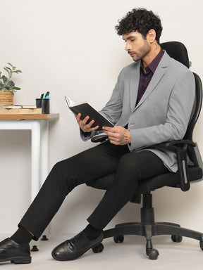 Men Light Grey Slim Fit Single-Breasted Stretchable Blazer For All Seasons