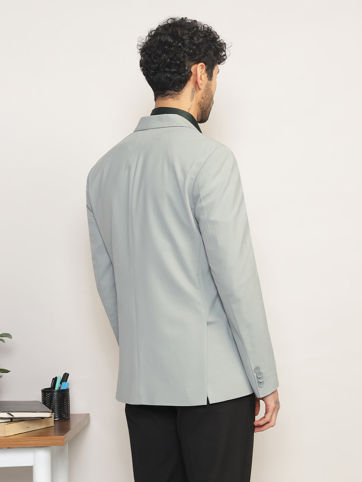 Men Mint Green Slim Fit Single-Breasted Stretchable Blazer For All Seasons