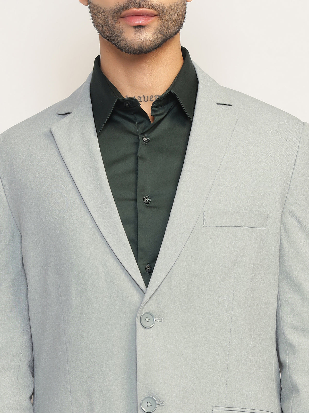 Men Mint Green Slim Fit Single-Breasted Stretchable Blazer For All Seasons