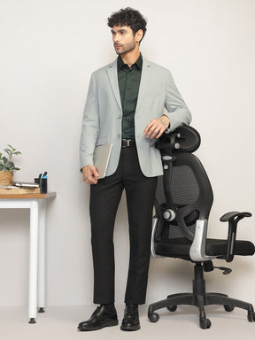 Men Mint Green Slim Fit Single-Breasted Stretchable Blazer For All Seasons