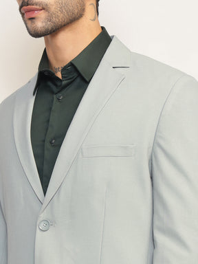 Men Mint Green Slim Fit Single-Breasted Stretchable Blazer For All Seasons