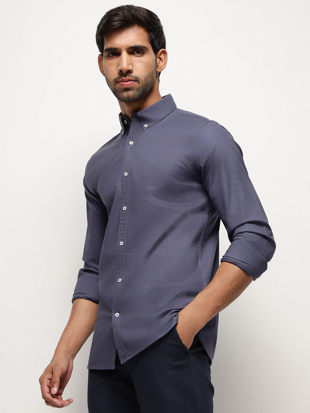 OxfordFlex™ Shirt in Ash Blue-Slim Fit