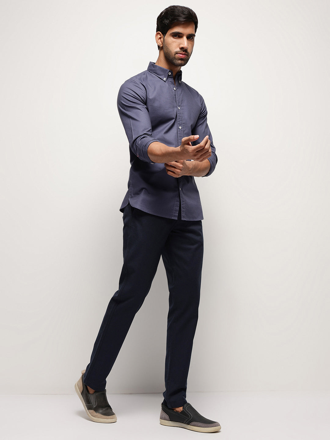 OxfordFlex™ Shirt in Ash Blue-Slim Fit