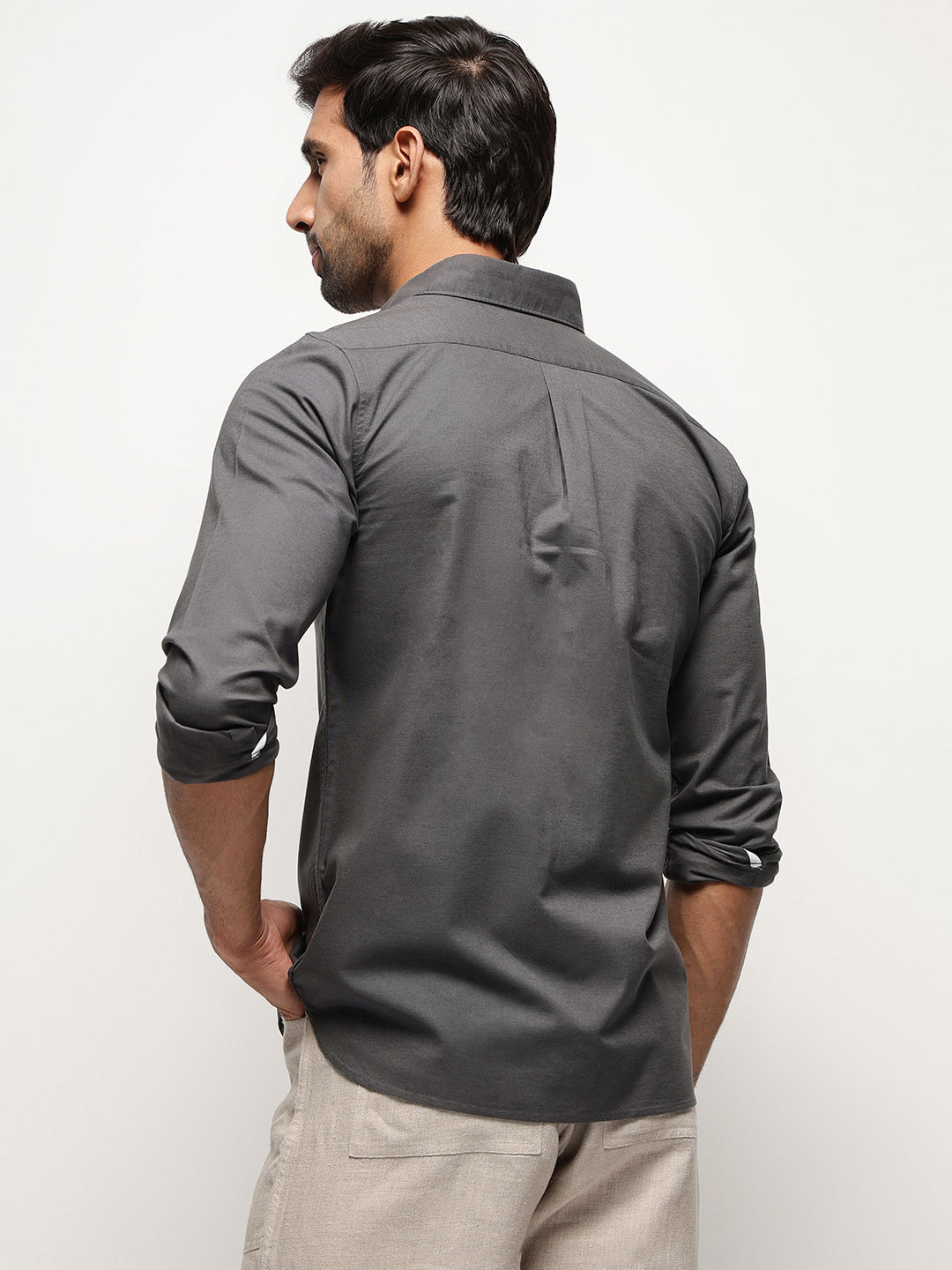 OxfordFlex™ Shirt in Graphite-Slim Fit