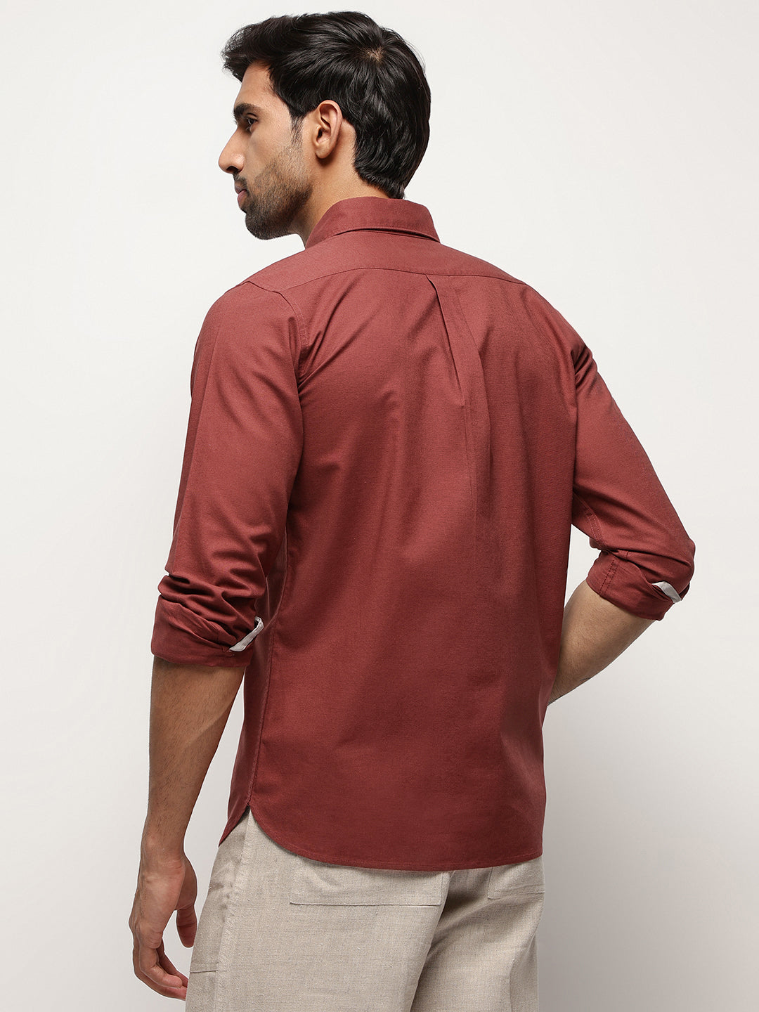 OxfordFlex™ Shirt in Red Wood -Slim Fit